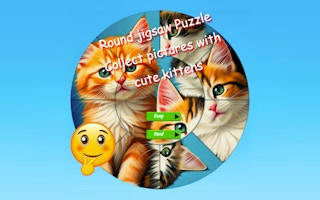 Play Round Jigsaw Puzzle Collect Pictures with Cute Kittens