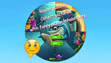 Round Jigsaw Puzzle Collect Pictures of Funny Ocean Inhabitants