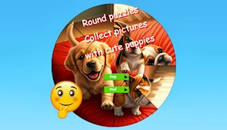 Round Jigsaw Puzzle Collect Pictures with Cute Puppies